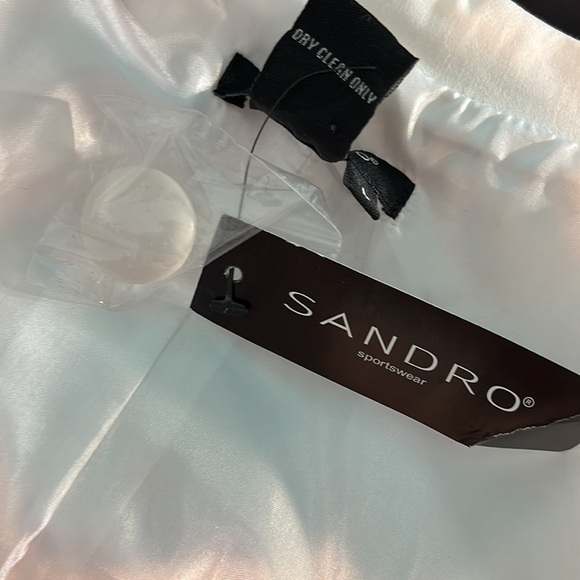 Sandro Sportswear Jacket NWT Round Collar Belt White Size Large - Picture 9 of 10
